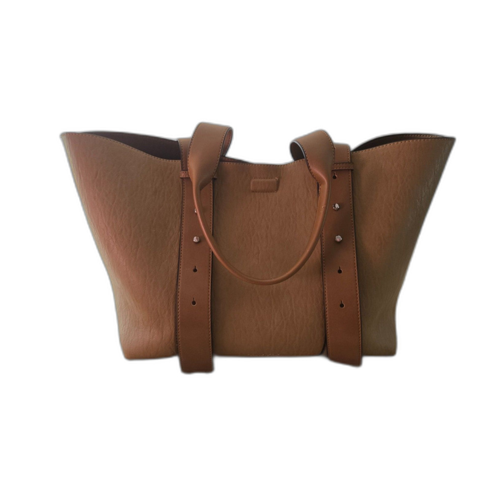 Calvin Klein Bubble Tote Bag Cashew Adjustable Straps With Pouch